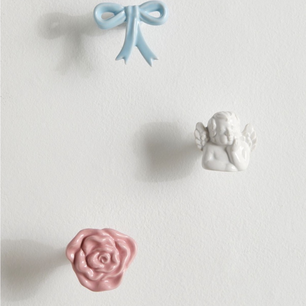 NWT Urban Outfitters Coquette ICON Wall Hooks Set of 3 - Rose, Bow, Cherub